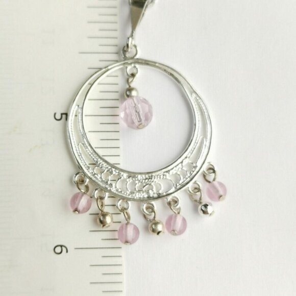 Boho Sterling silver Pink crystal  pendant necklace 🆕 - Picture 7 of 7